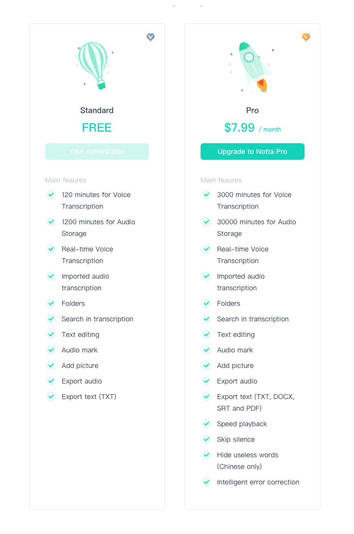 Notta Membership Plan Update