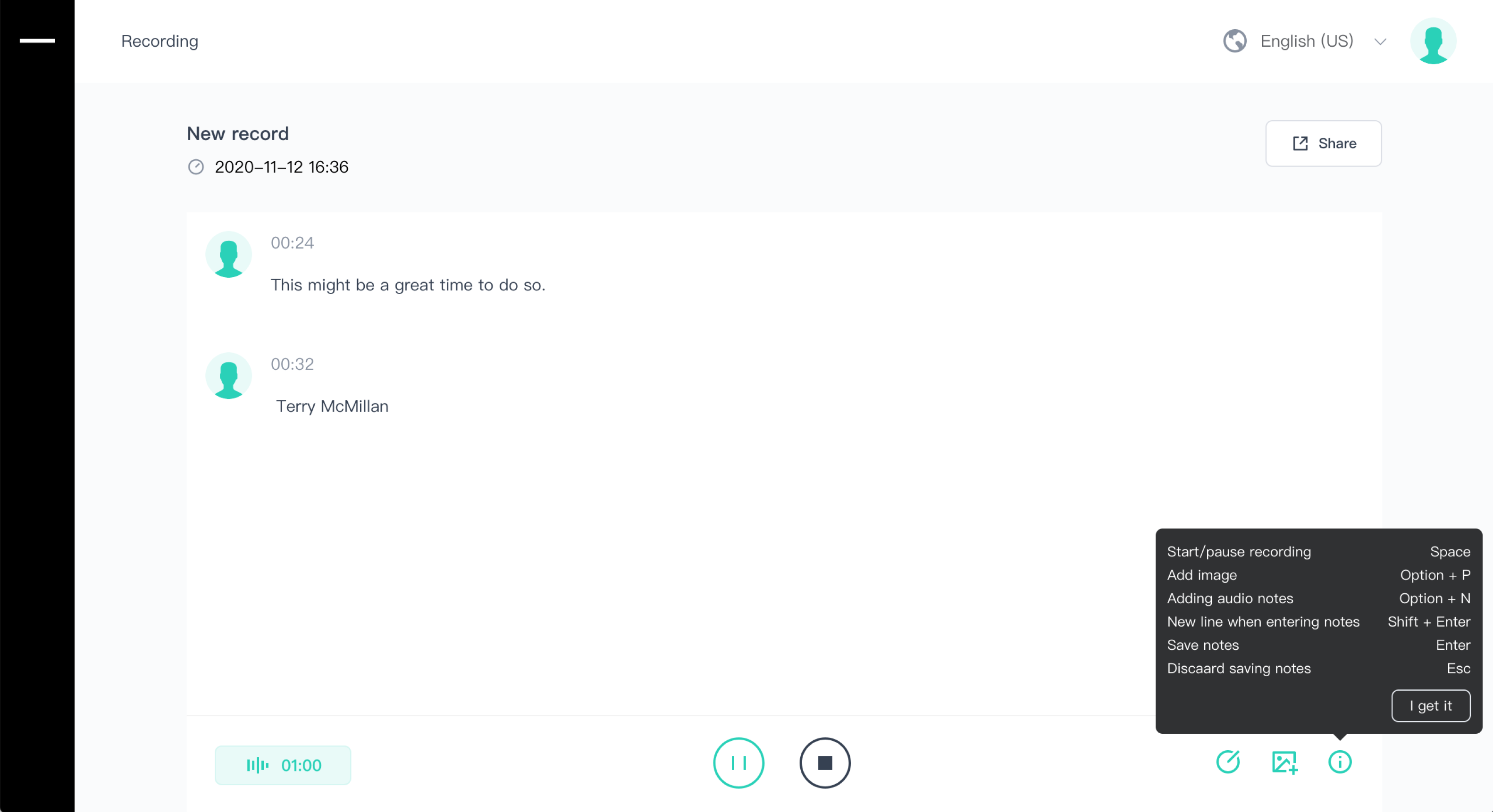 Real-time transcription